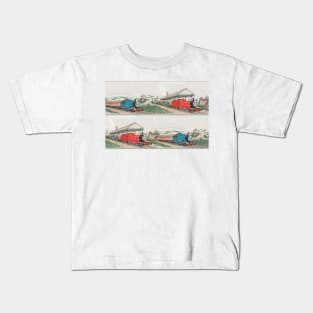 Vintage Thomas and James Seamless Pattern (Thomas the Tank Engine) Kids T-Shirt